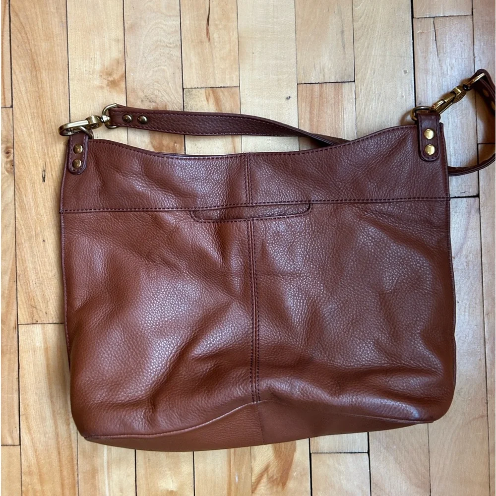 HOBO Pier shoulder bag brown mahogany leather with strap brass boho - Picture 8 of 9